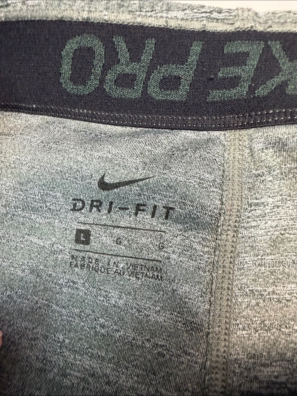 Nike Pro Grey / green Heather Performance Shorts‎ with Black Swoosh